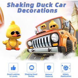 Wonuu Shaking Duck Cute Car Ornaments - Yellow Duck Cool Shaking Head Doll for Interior Decoration