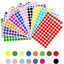 Round Color Labels Stickers with File Bags, Office Supplies, Round Seals, Removable Stickers, Label Stickers, 16 Colors, 0.6 inch (16 mm) Diameter, 16 Pieces, 1536 Sheets