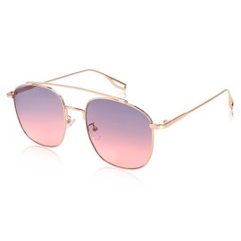 FEISEDY Oversized Round Sunglasses Women Men Trendy Vintage Square Gold Metal Sunglasses B2947