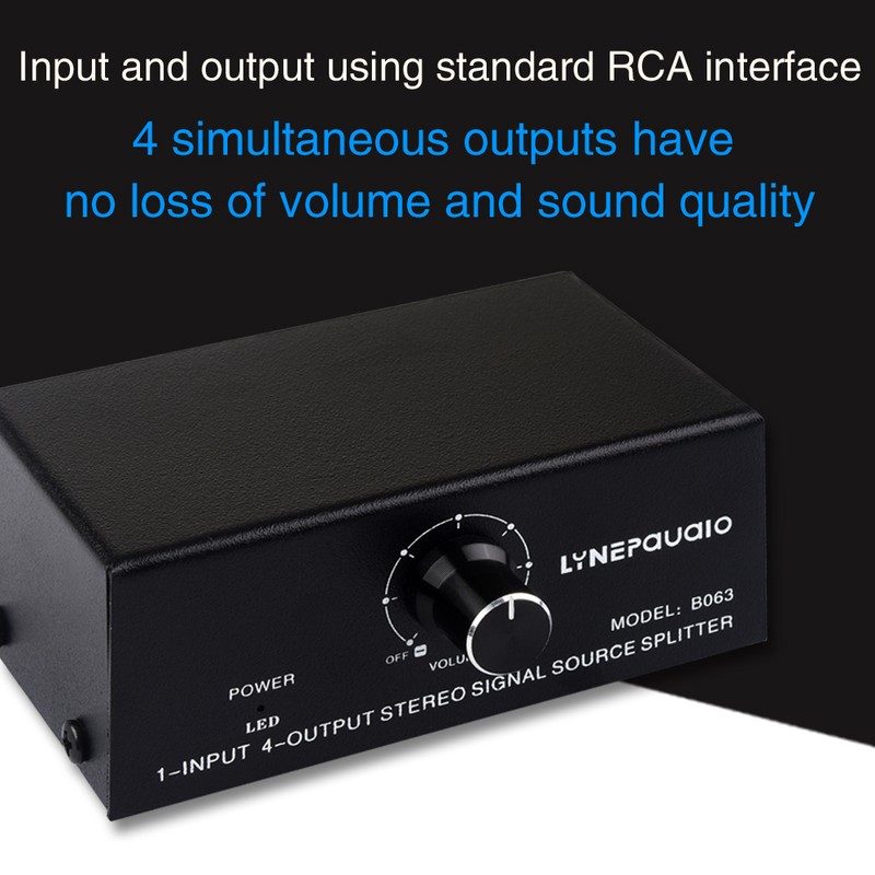 LYNEPAUAIO B063 1 in 4 out Audio Signal Distributor Stereo