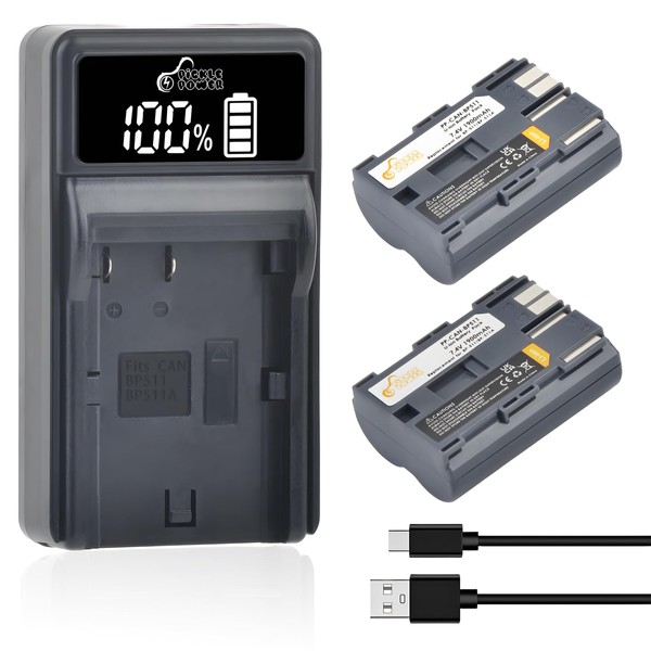 Pickle Power BP-511 BP-511a Battery 2-Pack and LED USB Charger