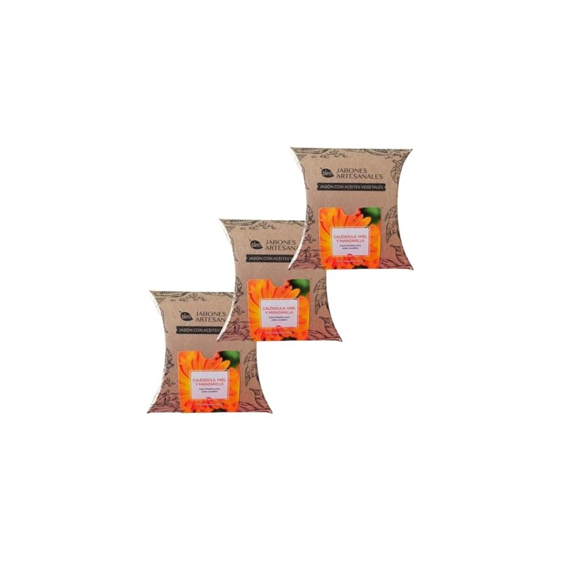 Jabon Artesanal Calendula Miel Manzanilla 3 Pack