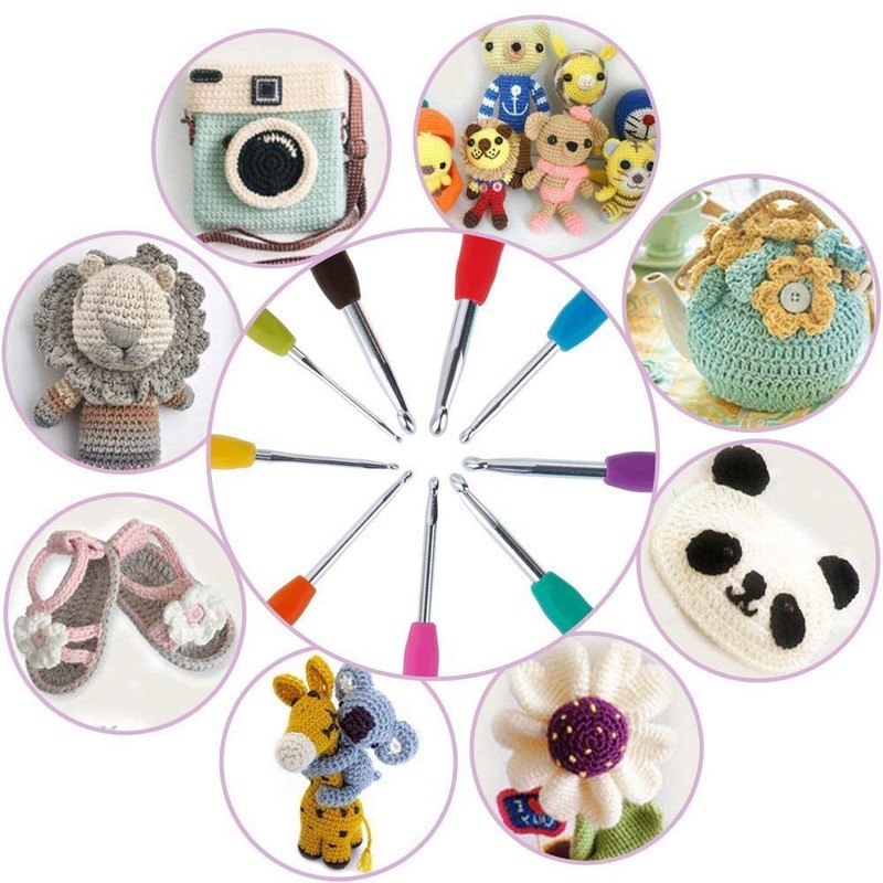 9PCS Crochet Hooks Set Crochet Kit for Beginners Multicolor Aluminum