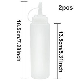 SZXMDKH 8oz Food Grade Reusable Plastic Squeeze Condiment Bottles with Cap for Sauce Bottle Seasoning Dispensers (2pcs)