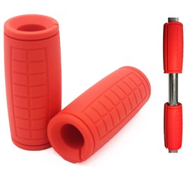 Weight Bar Grips Fit Standard Barbell, Dumbell Handles, Thick Bar Training Adapter for Weightlifting & Cable Attachments Fitness Training Rope Grips for Body Arm Forearm Builder Strength (Red)