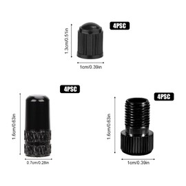 12pcs Bike Presta Valve Adapter Sets, Aluminum Alloy and Plastic Bicycle Adaptors and Valve Caps with Storing Box Bike Tire Air Pump Adapters for Basketballs Volleyballs Footballs Balloons (Black)