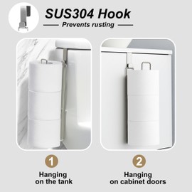 Silver Toilet Paper Holder with 3 Rolls Reserve, Stainless Steel Toilet Paper Holder Wall Mount, Over The Tank Bathroom Organization, Brushed Nickel and Chrome Tissue Holder for RV, Restrooms, 1Pcs