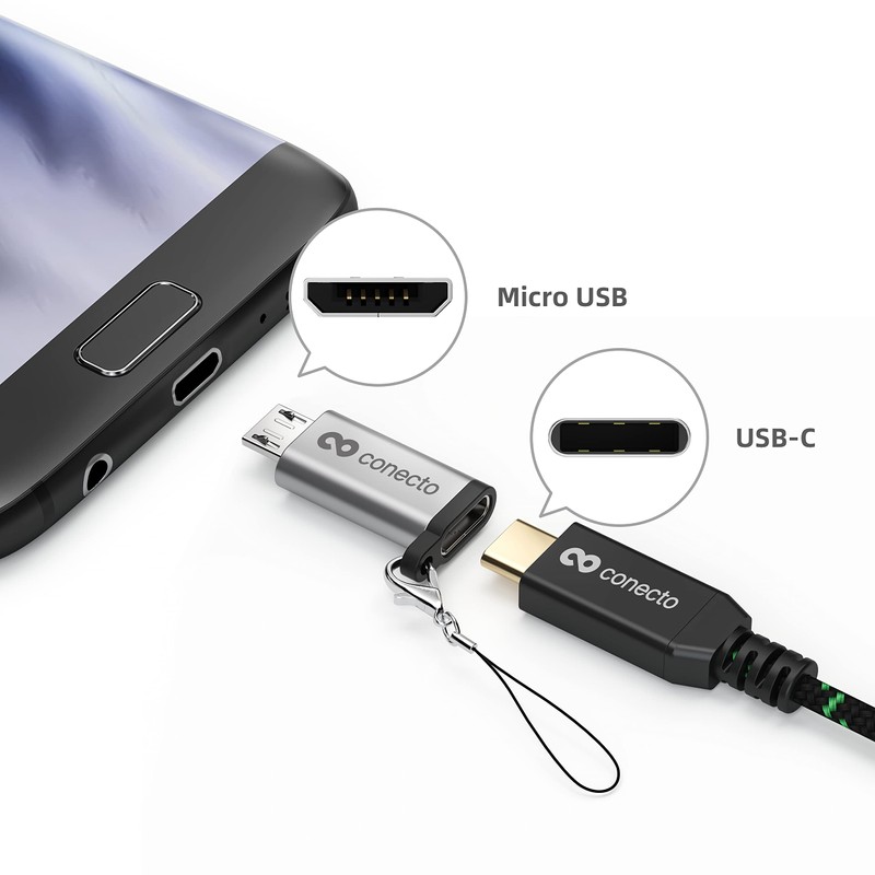 conecto, Micro USB to USB-C Adapter, OTG Support, Compatible with