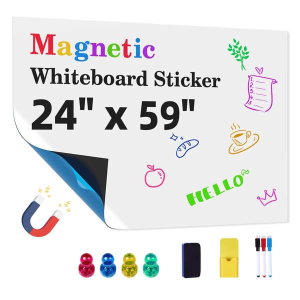 Magnetic Whiteboard Contact Paper 24" x 59" Peel and Stick