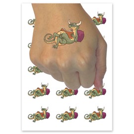 Book Wyrm Bookworm Reading Dragon Temporary Tattoo Water Resistant Fake Body Art Set Collection - 15 2" Tattoos (1 Sheet)