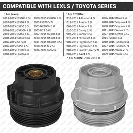 ELECHOI 64mm 14 Flutes/4 Slots Oil Filter Cap Wrench Removal Tool Socket Compatible with Toyota, Lexus, and Scion Vehicles Equipped with 2.5L to 5.7L engines, Heavy-Duty Silver Alloy Steel