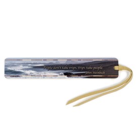 Wooden Bookmark with Inspirational John Steinbeck Quote and Beach Scene Photograph by Mike DeCesare - Made in USA