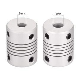 sourcing map 5mm to 6mm Aluminum Alloy Shaft Coupling Flexible Coupler Motor Connector Joint L25xD19 Silver,5pcs