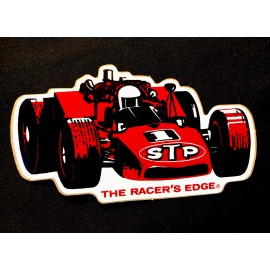 STP STICKER VINTAGE “THE RACER’S EDGE” 5 3/4 X 3 1/4“ VERY OLD & MINT 1969-1970