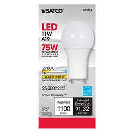 Satco S29814 11A19/LED/2700K/120V/D/GU24 24-Pack