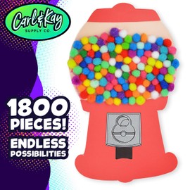 1800 Pieces - Small Pom Poms Balls for Craft Supplies - Assorted Colored Fuzzy Pompoms - Mini 1 cm Size