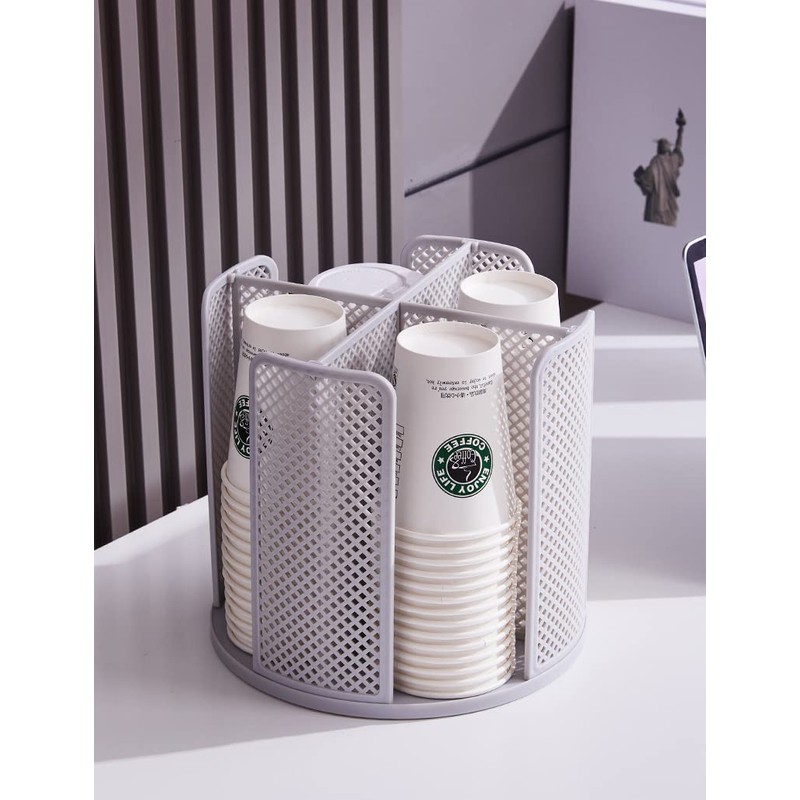 Hosoncovy Cups Holder 360 Rotating Paper Cup Dispenser,Cup Organizer for