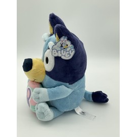 Bluey Easter PlushToy Holding an Easter Egg Rabbit, 12 Inch Stuffed Animal, Navy Blue and Light Blue. Perfect for Easter Baskets