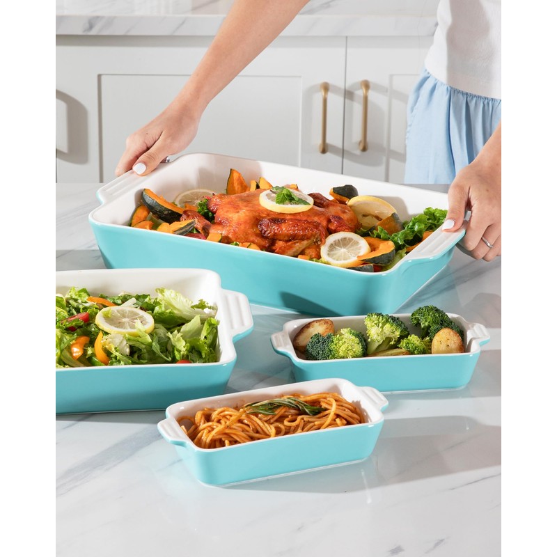 Sweejar Ceramic Bakeware Set of 4, Casserole Dishes for Oven,