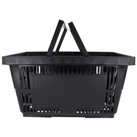 Plastic Shopping Baskets w/Handles - Quantity 1 - Color: Black - Eco Friendly Reusable Retail Store/Grocery Basket - Better Than Paper or Plastic Bags