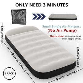 SAYGOGO Camping Air Mattress Single Air Mattress, Air Bed for Travel Outdoor Activities Tent Office Home Hiking (Two Bed)- NO Pump