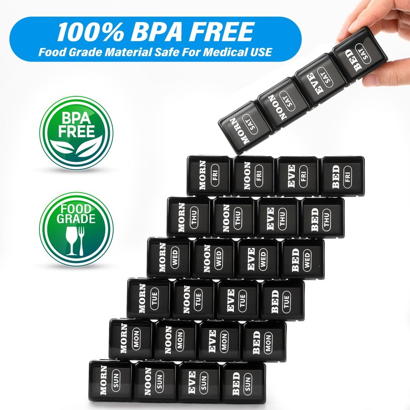 XL Pill Boxes 7 Day 4 Times a Day, Weekly