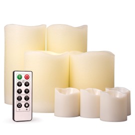 Furora LIGHTING LED Flameless Candles with Remote Control, Ivory in Set of 8, Real Wax Battery Operated Pillars and Votives LED Candles with Flickering Flame and Timer Featured