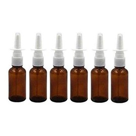 6 Pcs 10ML 0.34OZ Empty Refillable Brown Glass Nasal Spray Bottle Portable White Sprayer Straight Nozzle Sample Storage Container Fine Mist for Makeup Health Care