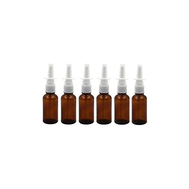 6 Pcs 10ML 0.34OZ Empty Refillable Brown Glass Nasal Spray