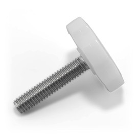 5/16"-18 x 1-1/2" Thumb Screw Stainless Steel - White Multi-Lobe Rosette Plastic Knob - Standard/Coarse Thread Thumbscrew - Length: 1.500" - Proudly Built in USA - Package of (2)