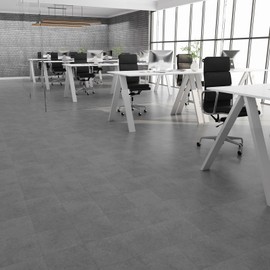 FlorExp Vinyl Floor Tiles 40-Pack Peel and Stick Floor Tiles 12 ×12 inch Floor Tiles 1.5mm Vinyl Floor for Office, Kitchen,Living Room Cover 40 Sq.Ft,Dark Concrete Effect