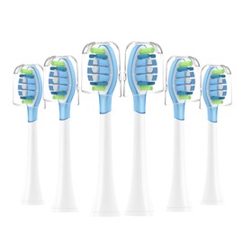Ainiya Gum Care Replacement Toothbrush Heads Compatible with AquaSonic Vibe Series Black Series Electric Toothbrush,Medium Hard Replacement Heads （6 Pack）