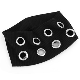 lasuroa Women Hollow Out Eyelets Elastic Headband, Wide Eyelet Headband Stylish Punk Hairband for Women Hair Accessories for Yoga Workout Running (Black)