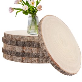 LOPYXBR 6 PCS Round Wood Slices for Crafts 10-12 Inch Round Wooden Discs Paulownia Wood Circles Wooden Slices for Centerpieces, DIY Crafts, Christmas, Party, Wedding Decorations