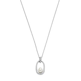 Skagen SKJ1796040 Women's Necklace Pendant Faux Pearl, Length: 406.4mm, Width: 11.5mm, Stainless Steel, No Gemstone