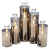 Girimax Grey Glass Flameless Candles with Remote, Flickering LED Votive