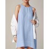 YEXPINE Women Linen Sleeveless Dresses Casual Button Back Tunic Shift
