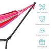 2-Person Brazilian-Style Cotton Double Hammock with Space-Saving Steel Stand Set