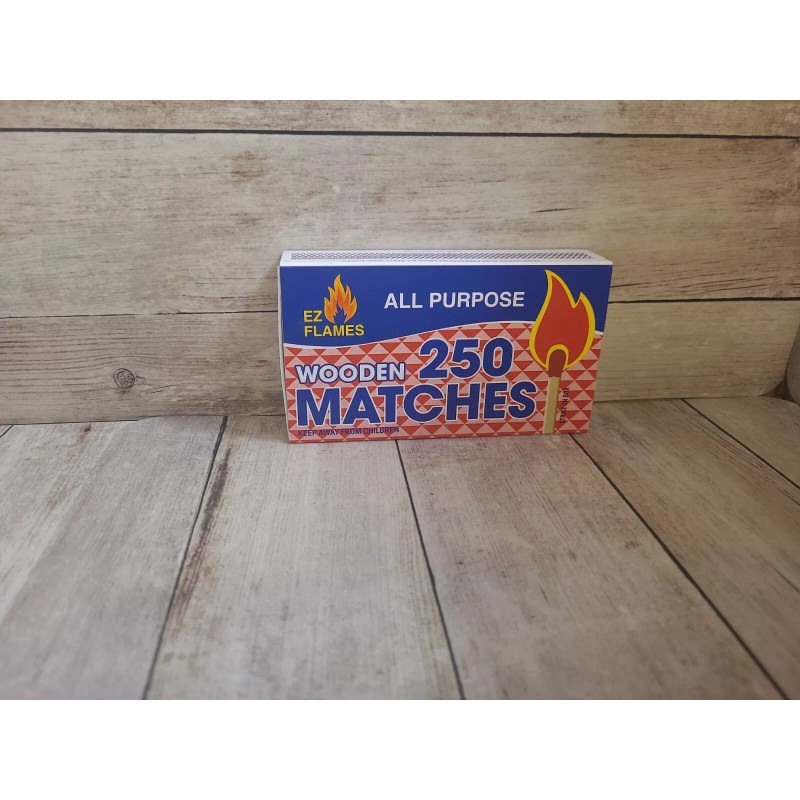 EZ Flames STRIKE on BOX 250 LARGE Wood Kitchen MATCHES
