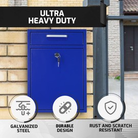 VORVIL Locking Mailbox Wall Mount - Galvanized Steel Mailbox with Keys for Outdoor - Secure Modern Design Large Drop Box for House & Office