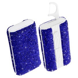 Soleebee Portable Dental Floss Case Bling Crystal Floss Picks Dispenser Travel Flossers Organizer Case Refillable Dental Floss Holder with 10 Floss Picks for Teeth Cleaning (Dark Blue)