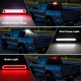 AUYICH LED Third Brake Light Compatible with Tacoma 2016-2023, Rear Center High Mount Stop Light, F1 Style Strobe Roof Cargo Lamp, 3rd Brake Light Assembly Replace, Plug&Play, Waterproof, Clear Lens