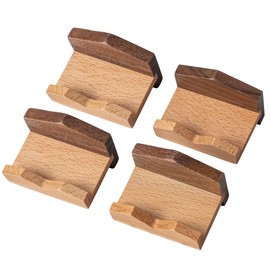 Rustic Wooden Hat Hooks – Beech & Walnut Adhesive Wall Hooks for Hats, Damage-Free Installation, Multi-Purpose Holder for Keys, Scarves, Sunglasses – Space-Saving & Easy to Install (Set of 4)