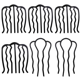 Pack of 6 Hair Fork Hair Side Combs U-Shaped Updo Bun Hair Pin Stick Vintage Hair Styling Tool Accessories for Women Girls (Black)