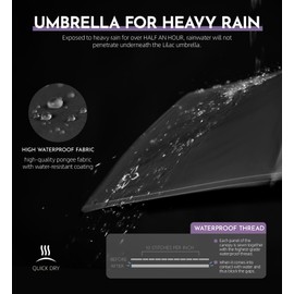 LILAC Umbrella Windproof Travel Umbrellas for Rain - Compact portable Easy Open Close, Durable heavy duty paraguas, Reflective Thread Design for Night Safety Men & Women 190T