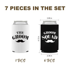 PartyGifts&Beyond 7Pack Groomsmen Can Cooler Koozies Groom and Best Man Can Cooler Sleeves for Bachelor Party or Wedding Gift(Beard)