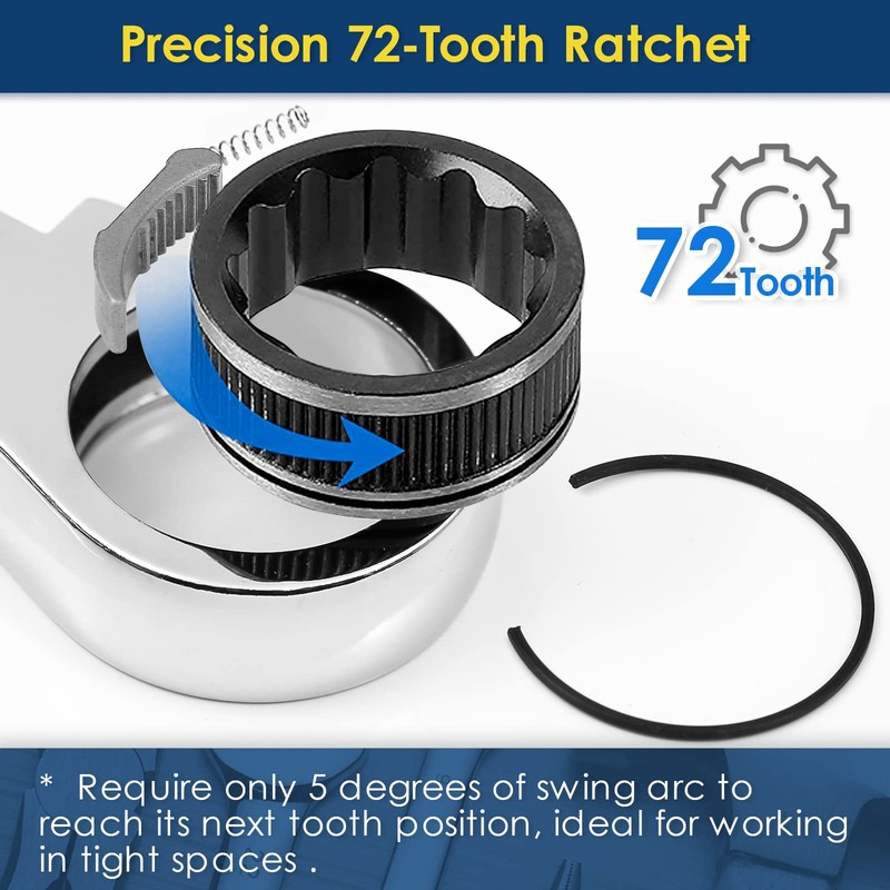 YIYEIE 6 Pcs Extra Long Flex Head Ratcheting Wrench Set,
