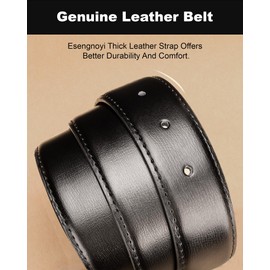 EsengNoyi Mens Black Belt Leather Belt for Men Jeans Dress Golf, Black Buckle, S - Waist 28"-32"