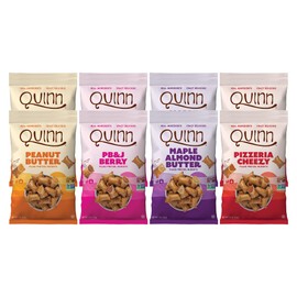 Quinn Pretzel Nuggets Variety Pack - Filled Pretzel Bites, Made with Real Ingredients, Whole Grain Sorghum, Vegan, Gluten Free, Dairy Free, Non GMO - Peanut Butter, PB&J, Maple, Pizzeria (Pack of 8)