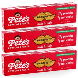 High Protein, Low Carb Pasta | Spaghetti Noodles with 17g Protein, 7g Carbs | Healthy , KetoPasta Made in Italy | 3-Pack, 8oz - Pete’s Pasta
